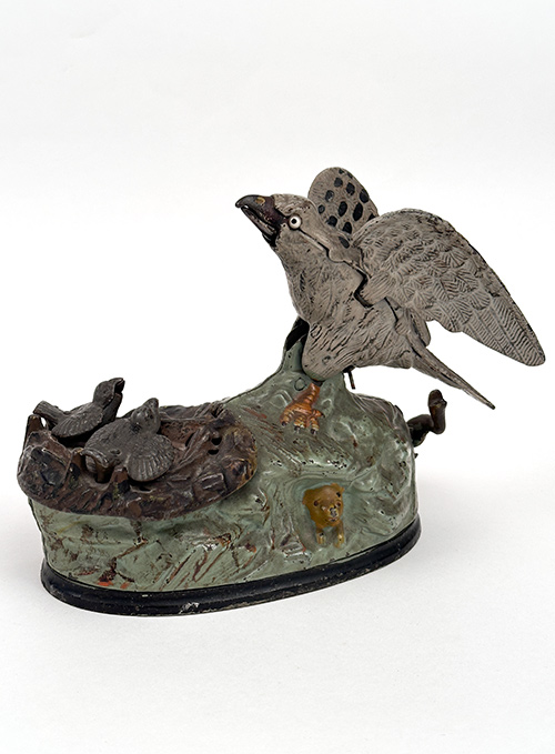 eagle and eaglets 1880s antique cast iron mechanical bank