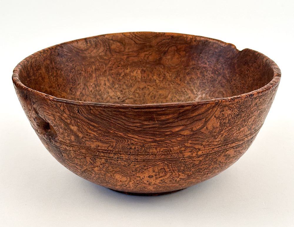 early american new england colonial footed ash burl treenware bowl