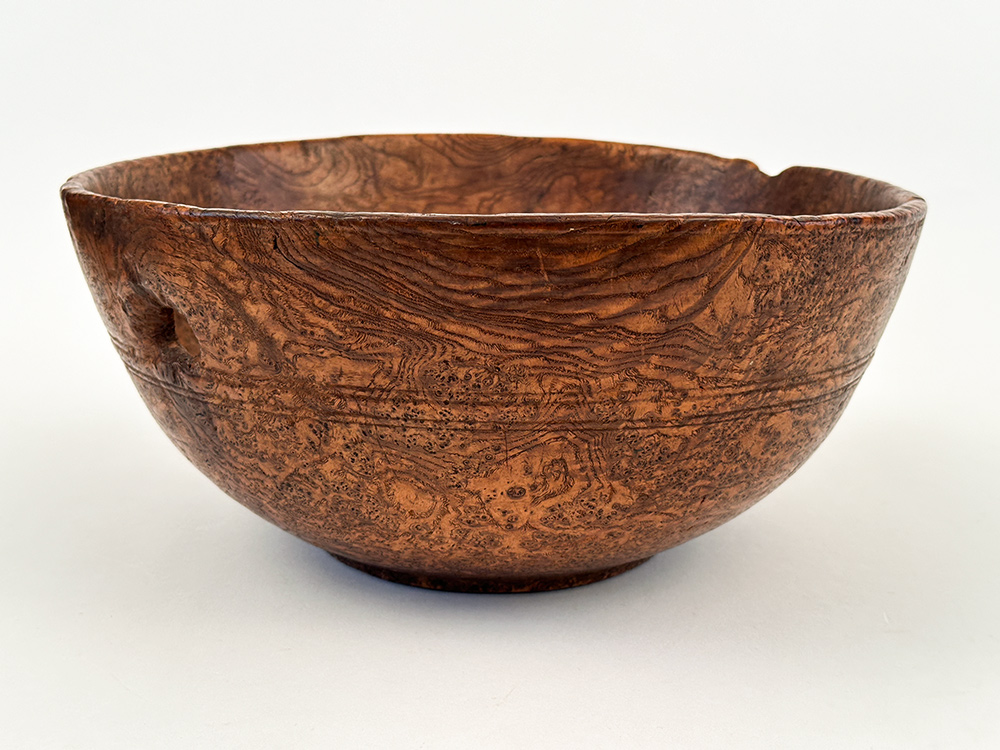 early american new england colonial footed ash burl treenware bowl