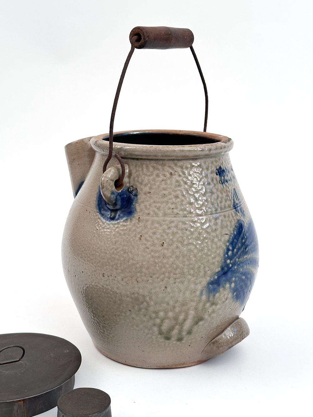 evan r jones luzerne county pittson pennsylvania cobalt decorated stoneware batter jug