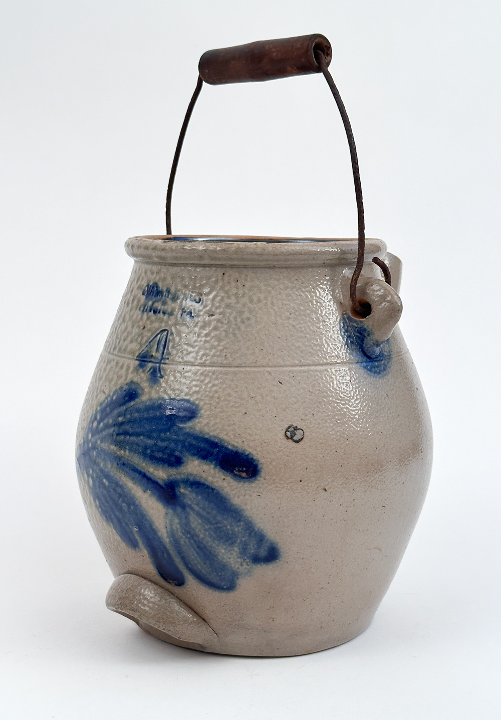 evan r jones luzerne county pittson pennsylvania cobalt decorated stoneware batter jug
