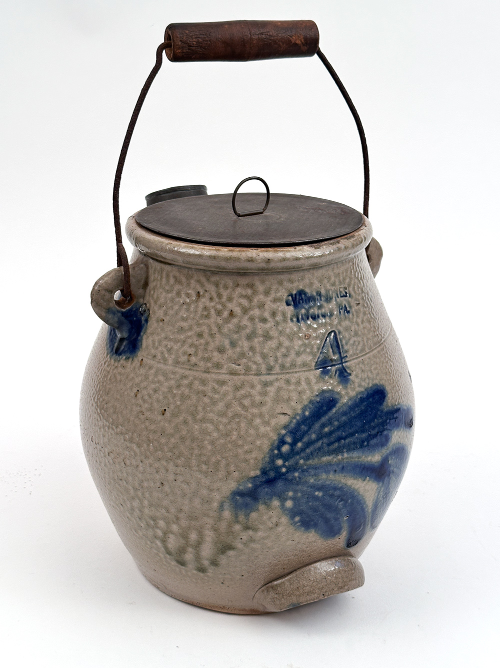 evan r jones luzerne county pittson pennsylvania cobalt decorated stoneware batter jug