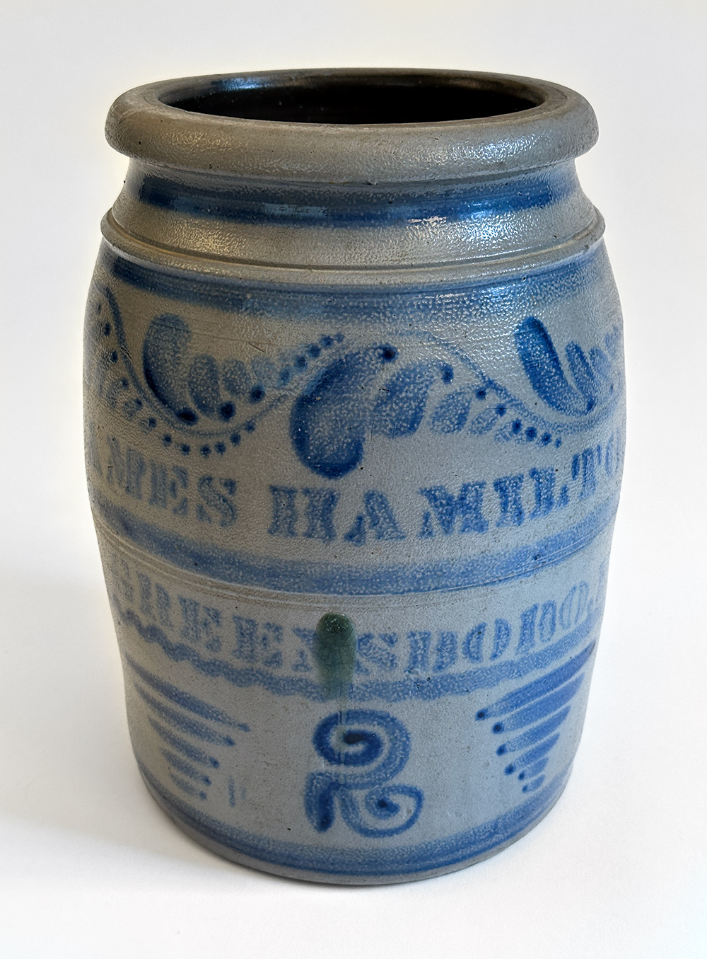 james hamilton blue decorated greensboro pennsylvania antique stoneware crock
