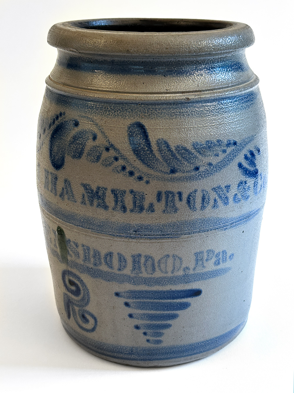 james hamilton blue decorated greensboro pennsylvania antique stoneware crock