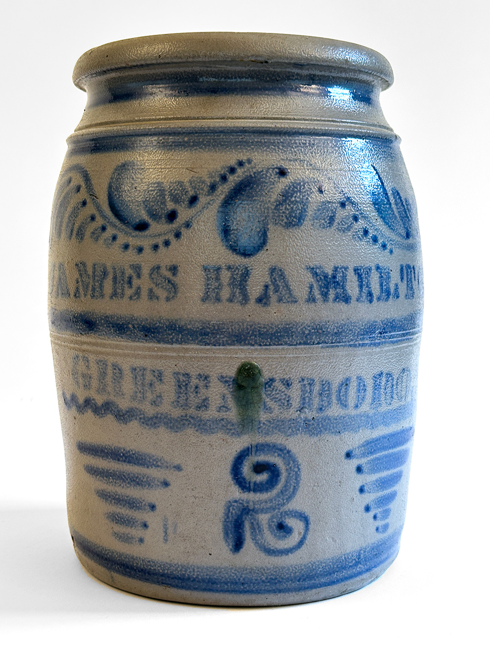 james hamilton blue decorated greensboro pennsylvania antique stoneware crock