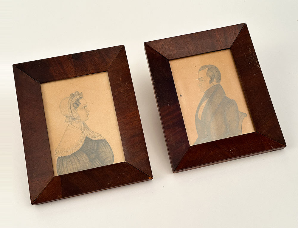 early american folk art graphite on paper miniature portraits attributed to j m crowley