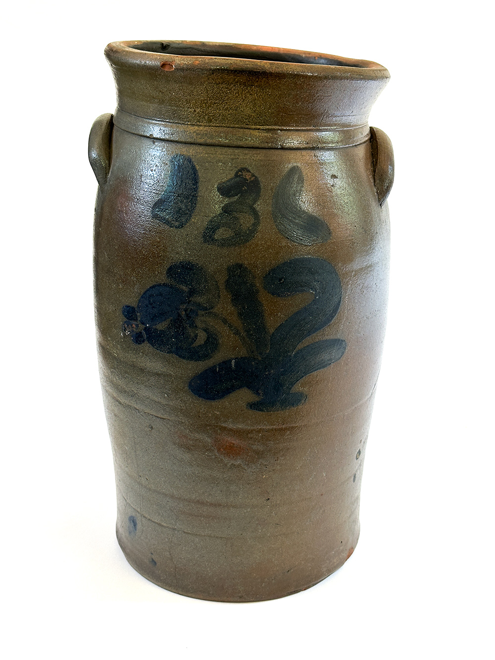 Jane Lew wv cobalt decorated stoneware churn
