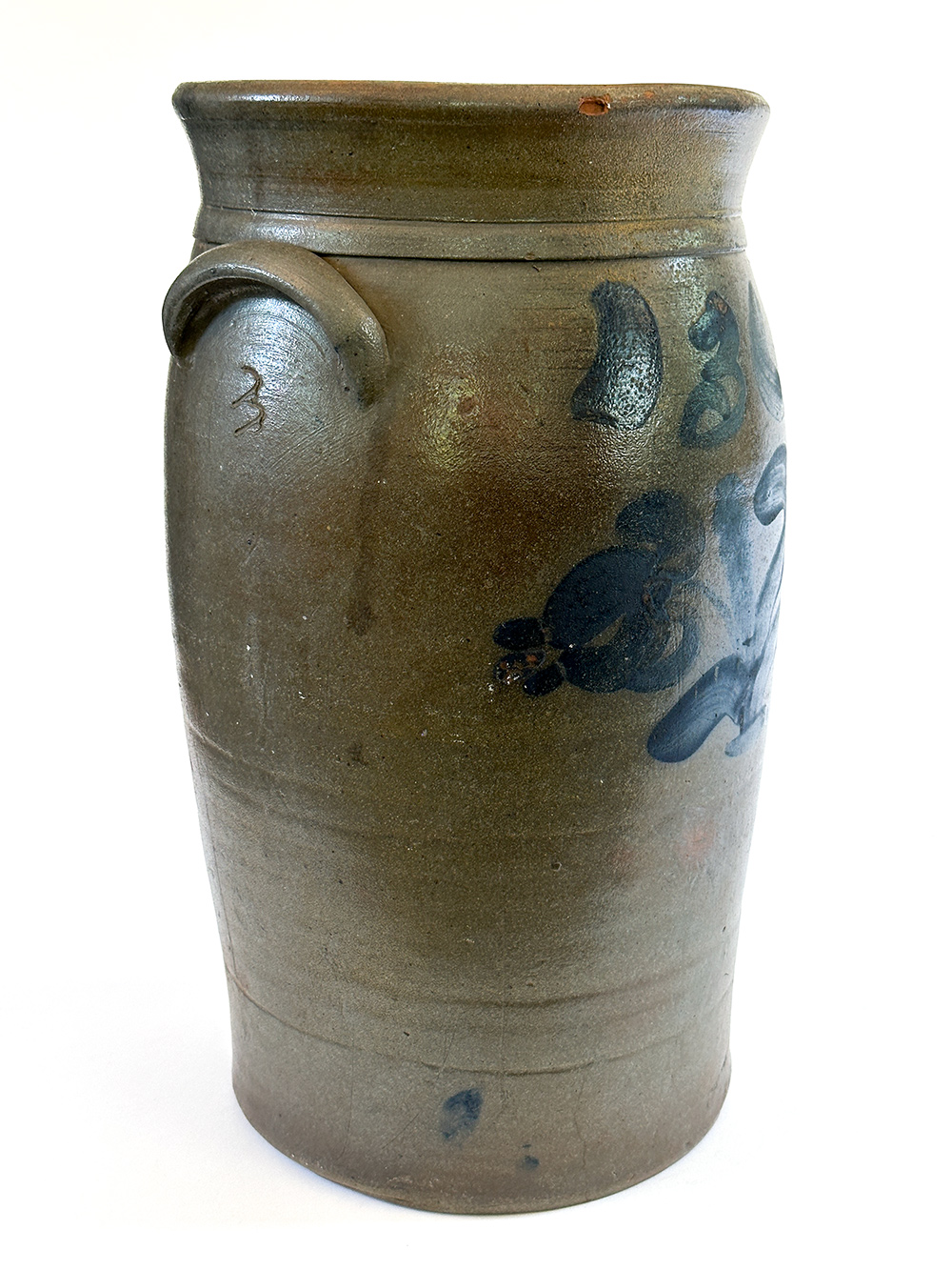 Jane Lew wv cobalt decorated stoneware churn