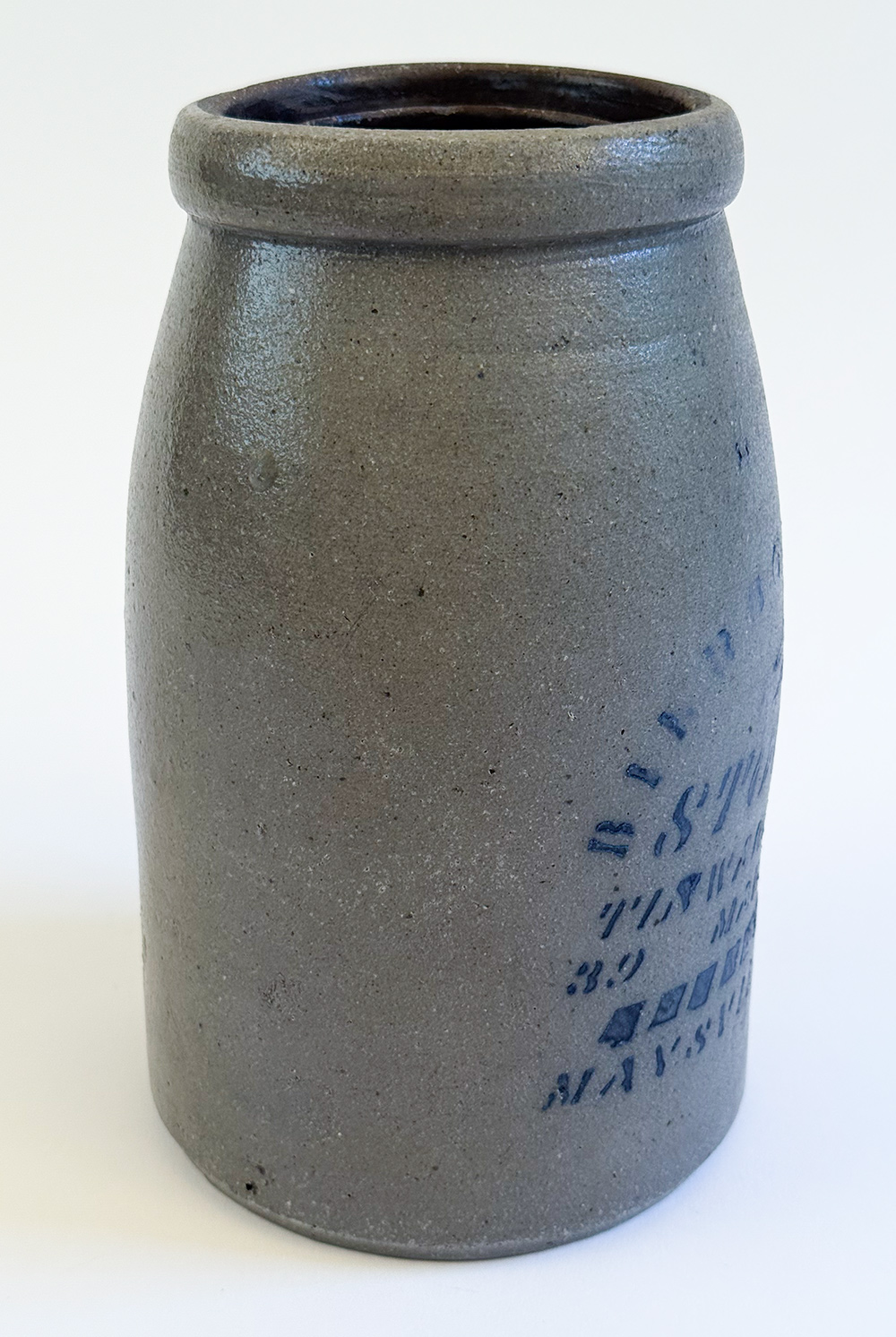 bierbower and company maysville kentucky blue decorated salt glaze stoneware wax sealer merchant jar