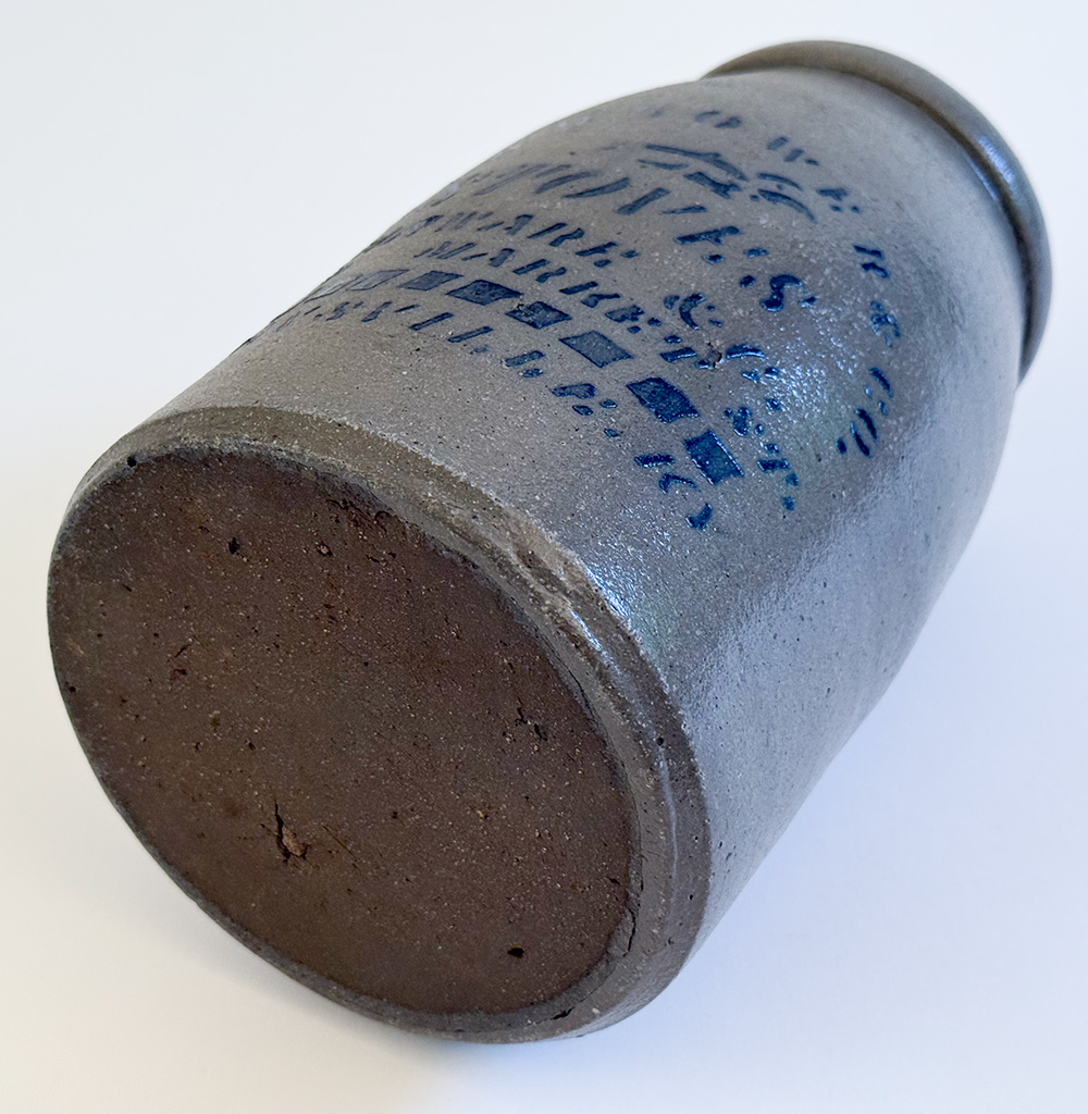bierbower and company maysville kentucky blue decorated salt glaze stoneware wax sealer merchant jar