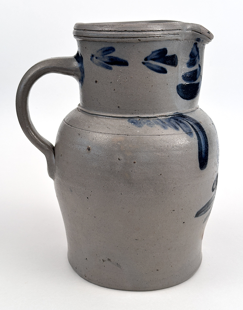 mid atlantic early american blue decorated antique stoneware pitcher