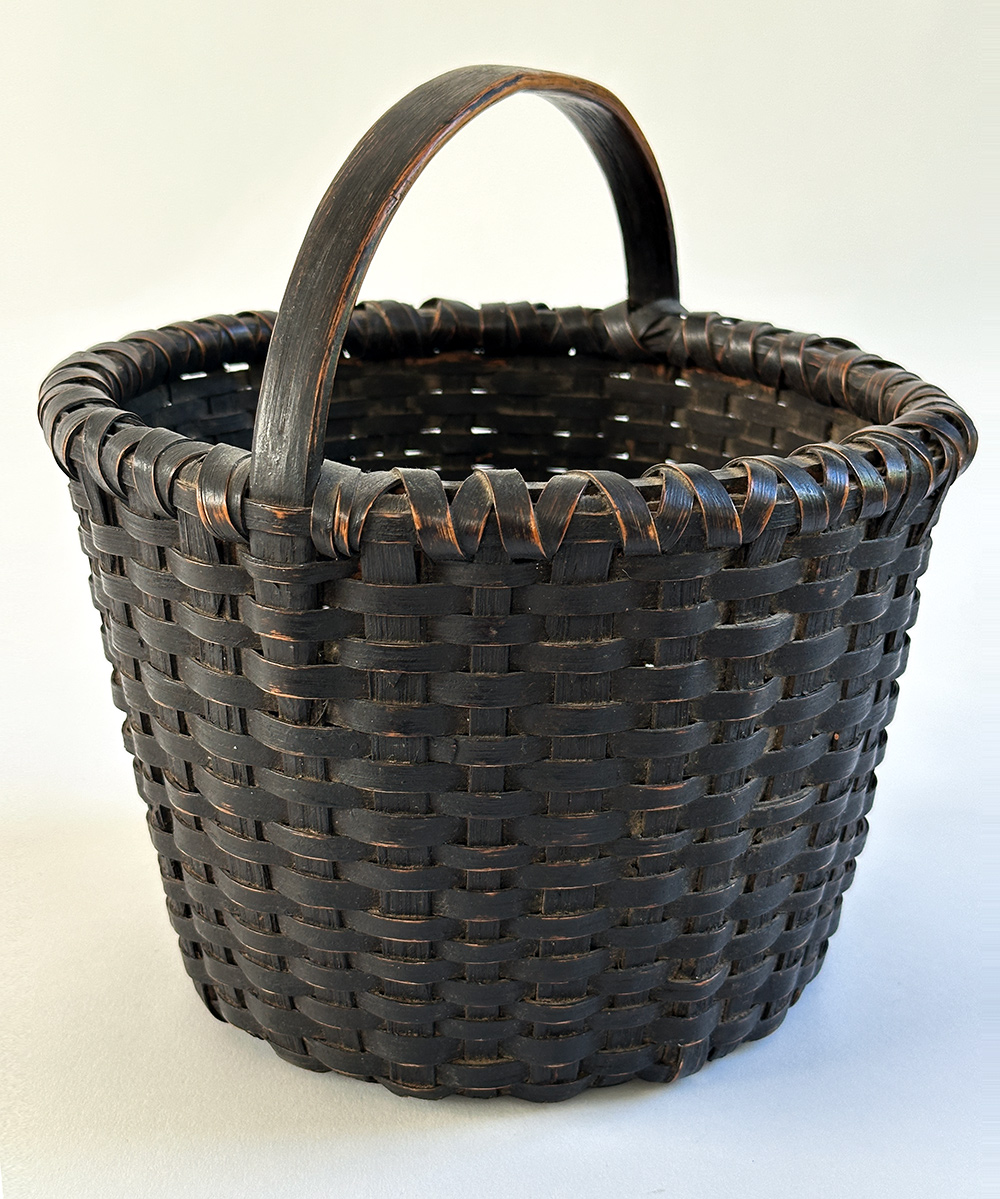 fine small gathering basket in original windsor black paint decoration