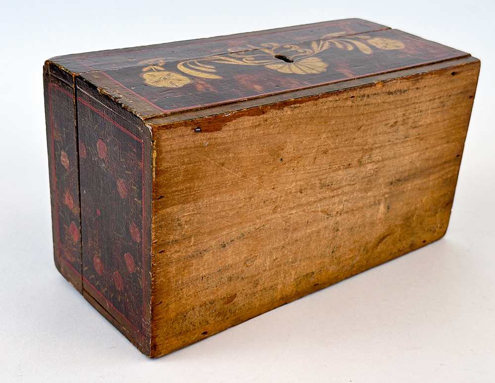 early american dresser box with original polychromatic paint decoration
