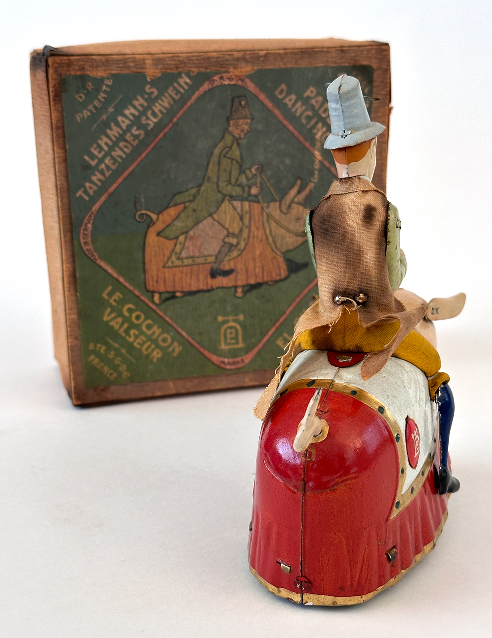 Paddy and the Dancing Pig antique tin german windup toy in original box for sale