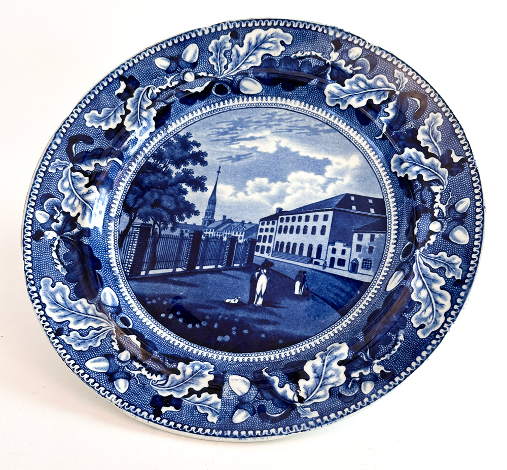 Park Theatre New York dark blue historical Staffordshire dinner plate