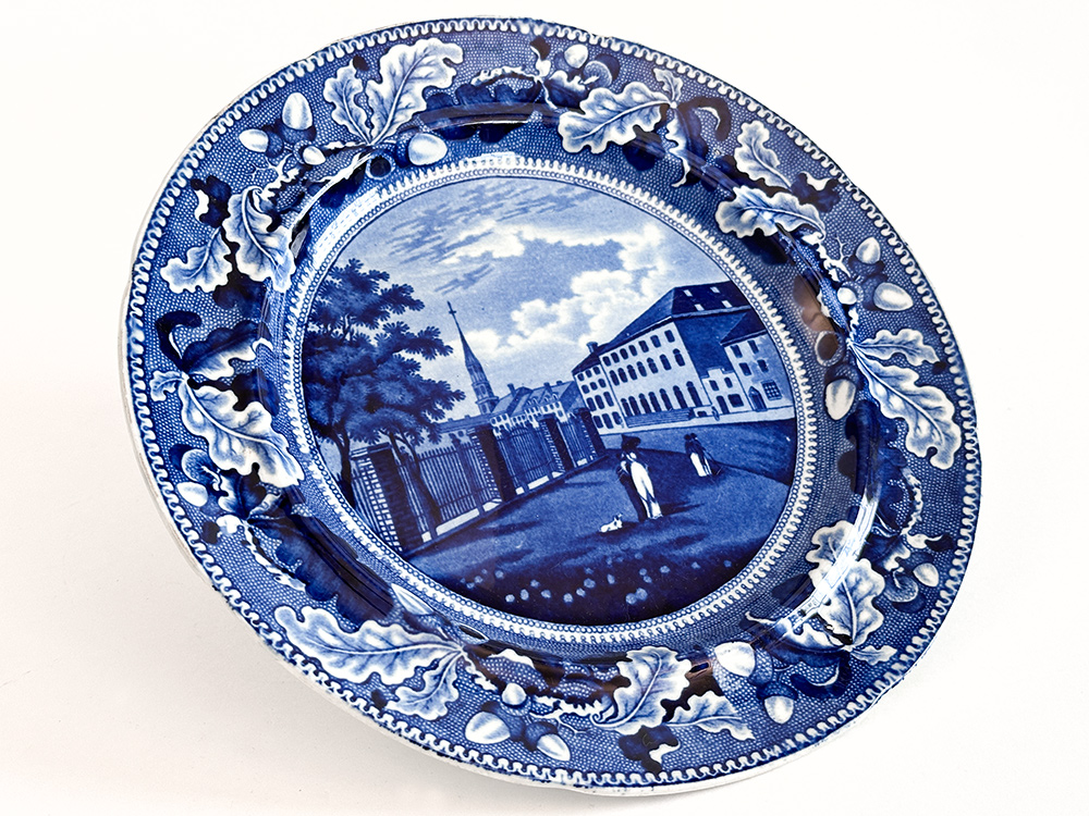 Park Theatre New York dark blue historical Staffordshire dinner plate