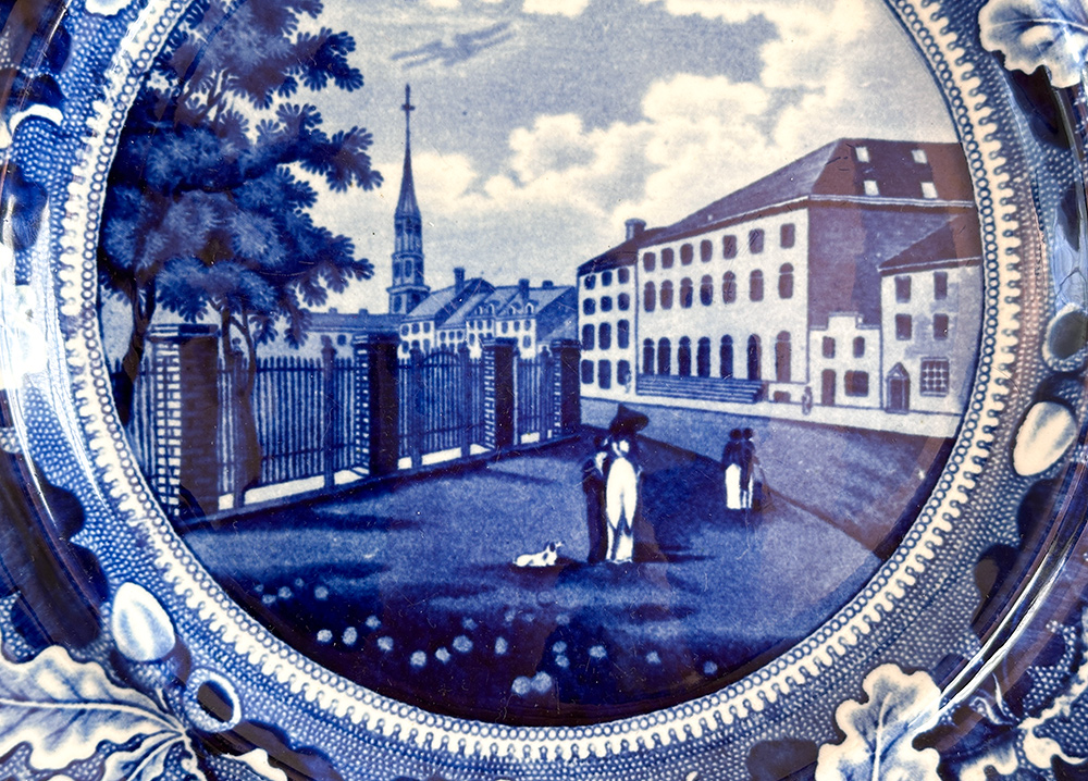 Park Theatre New York dark blue historical Staffordshire dinner plate