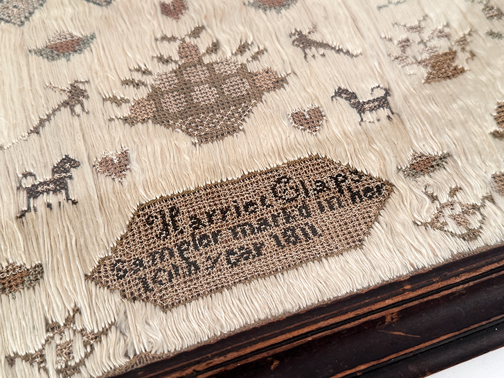 antique pictorial needlework sampler harriet clapp 1811 northampton massachusetts