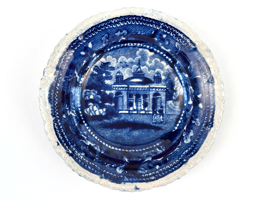 staughtons church philadelphia dark blue historical staffordshire cup plate stevenson and williams