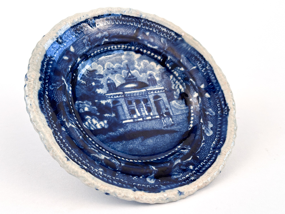 staughtons church philadelphia dark blue historical staffordshire cup plate stevenson and williams