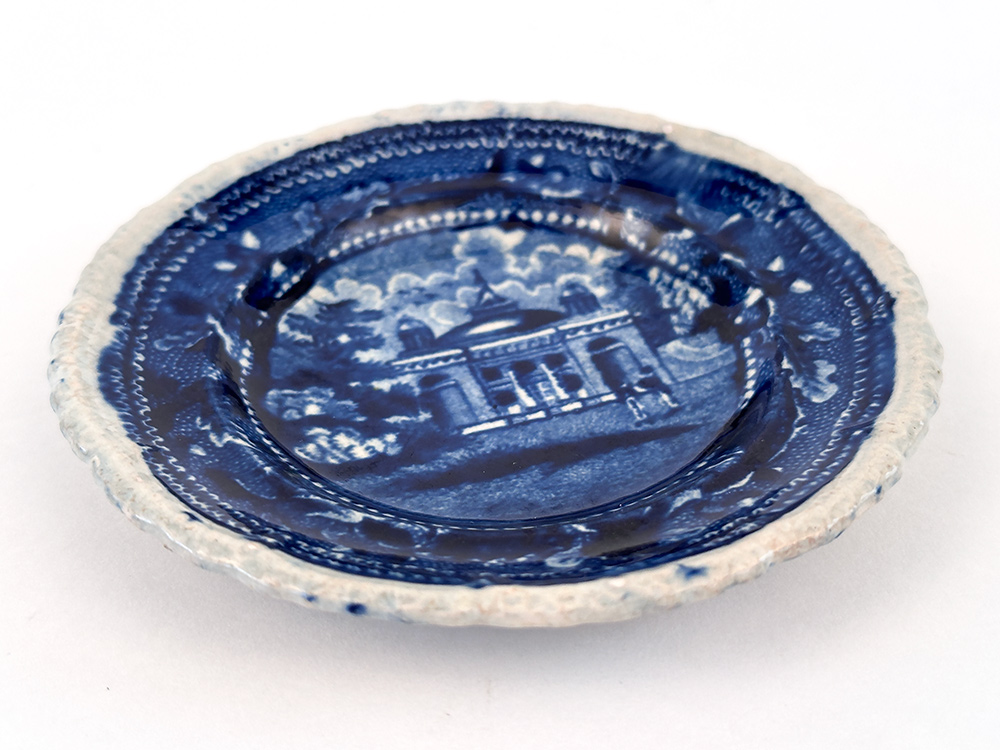 staughtons church philadelphia dark blue historical staffordshire cup plate stevenson and williams