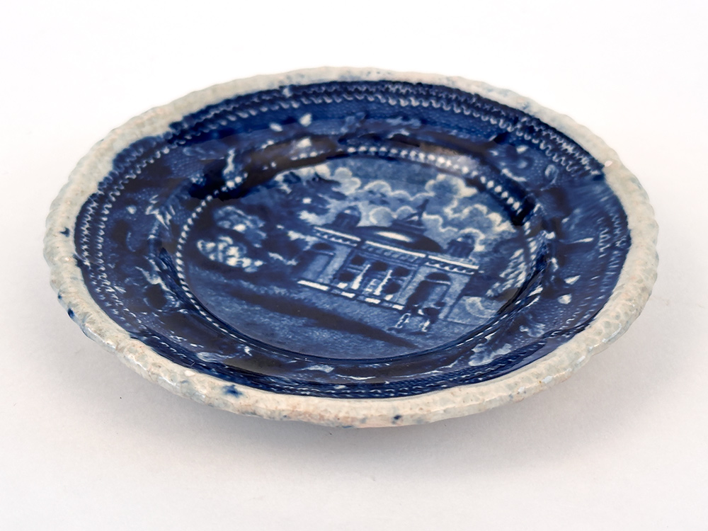 staughtons church philadelphia dark blue historical staffordshire cup plate stevenson and williams