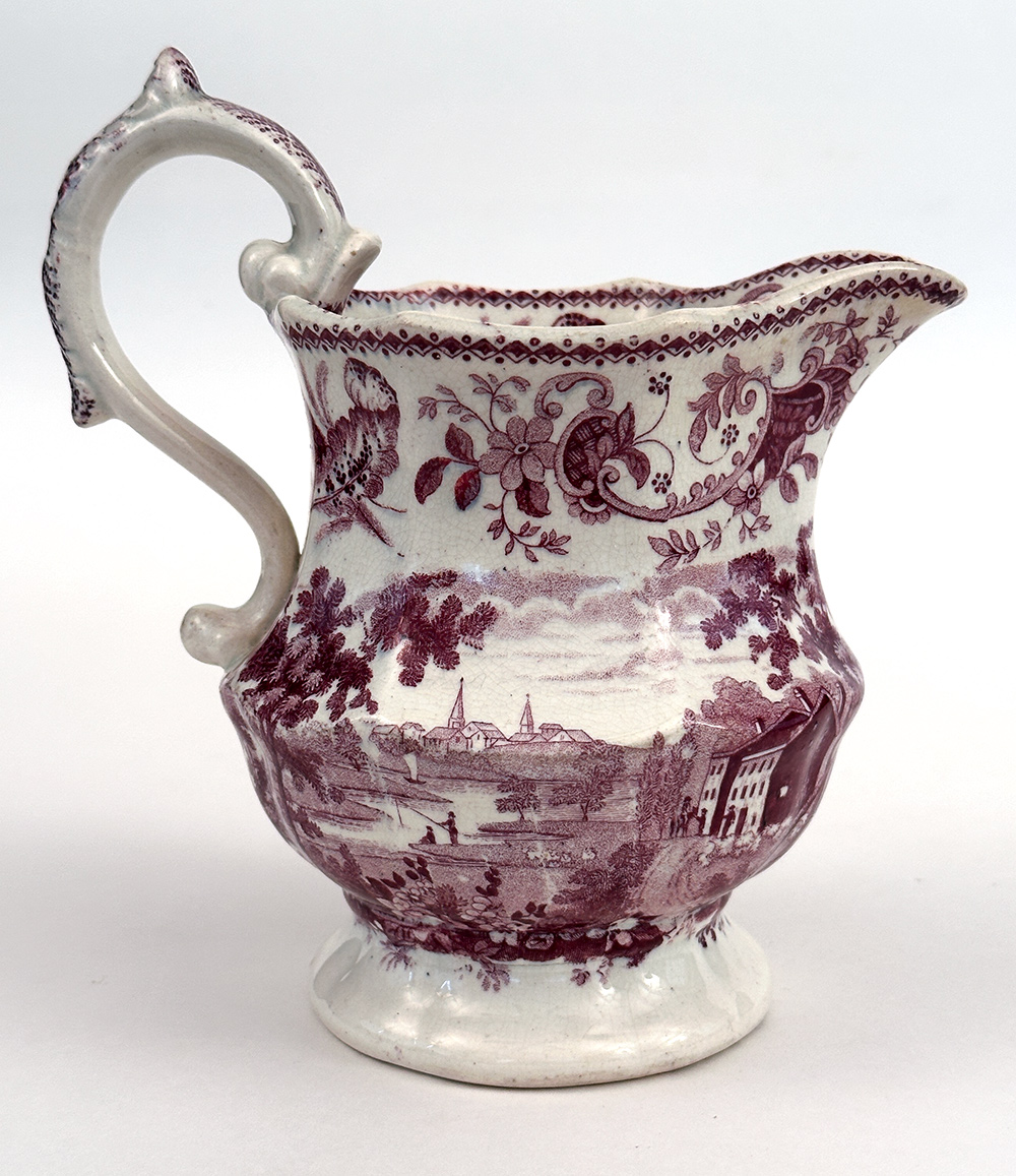 schenectady on the mohawk river purple historical staffordshire  transfer ware cream jug pitcher