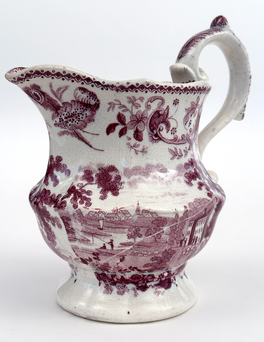 job and john jackson historical staffordshire purple cream pitcher