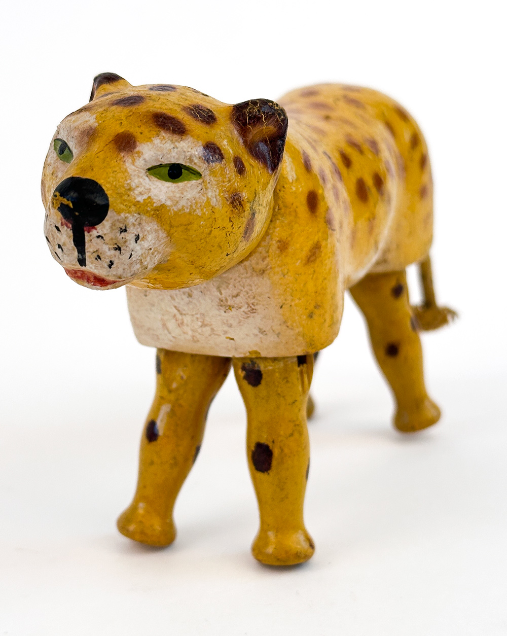 reduced size antique wooden schoenhut circus leopard with painted eyes