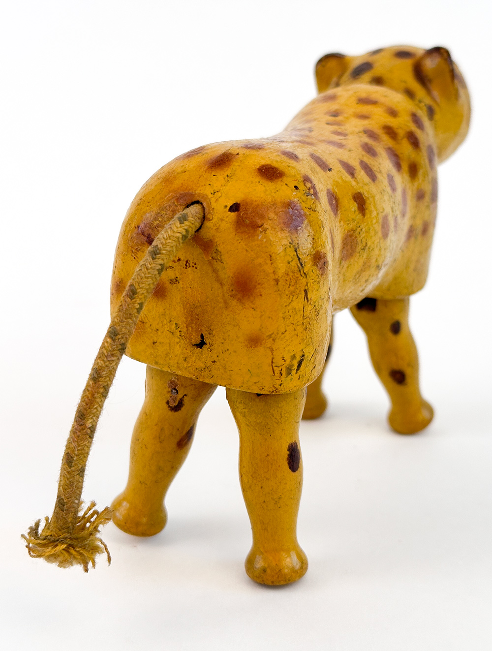 reduced size antique wooden schoenhut circus leopard with painted eyes