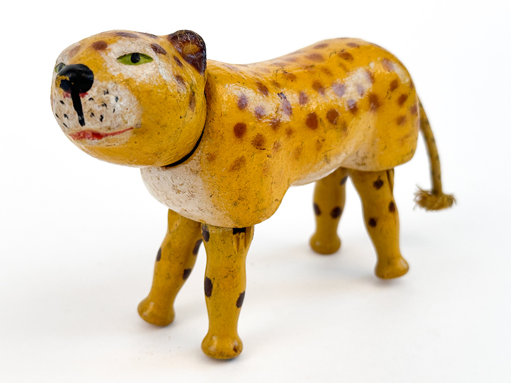 reduced size antique wooden schoenhut circus leopard with painted eyes