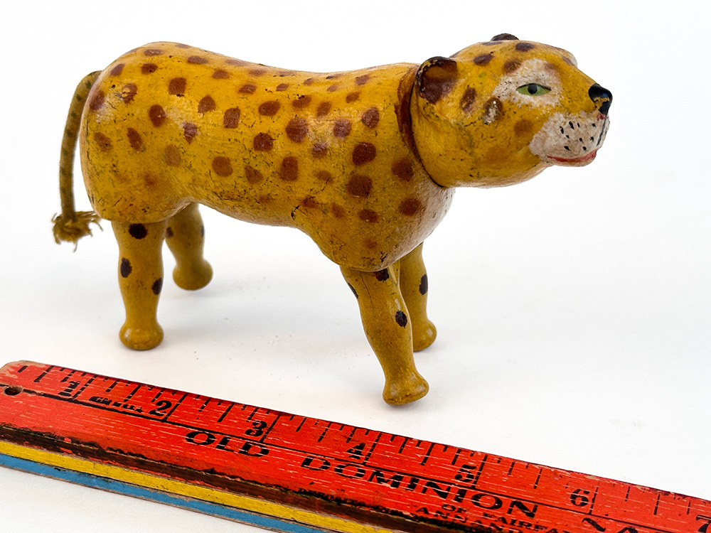 reduced size antique wooden schoenhut circus leopard with painted eyes