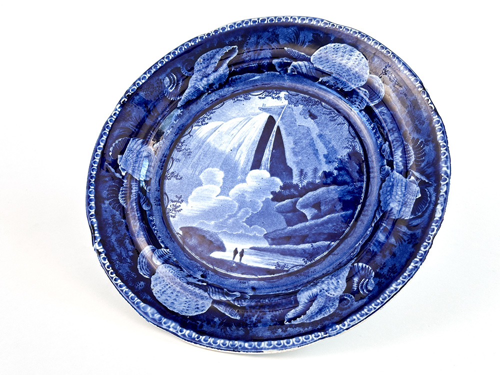 enoch wood and sons table rock niagara falls dark blue historical stafforshire plate