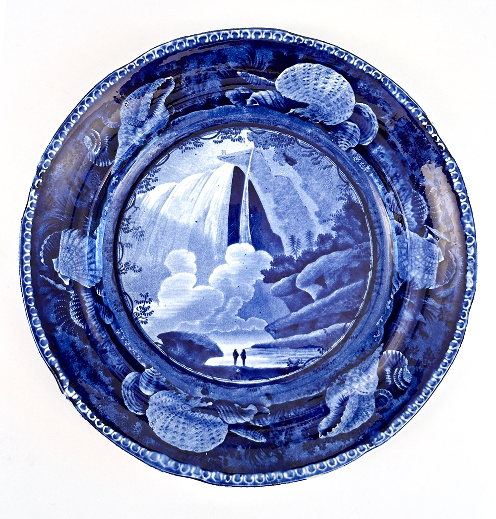 enoch wood and sons table rock niagara falls dark blue historical stafforshire plate