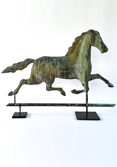 antique 1970s harris copper and zinc ears running horse weathervane for sale