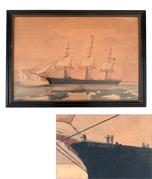 1913 watercolor by lucius briggs of the clipper ship red jacket stuck in ice cape horn 1850s