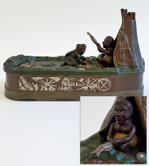 chief big moon antique mechanical bank