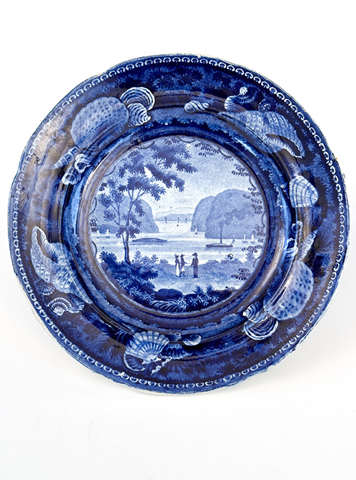 Rare Highlands at West Point Hudson Rivier Enoch Wood and Sons Historical Staffordshire blue and white transferware plate from the 1820s