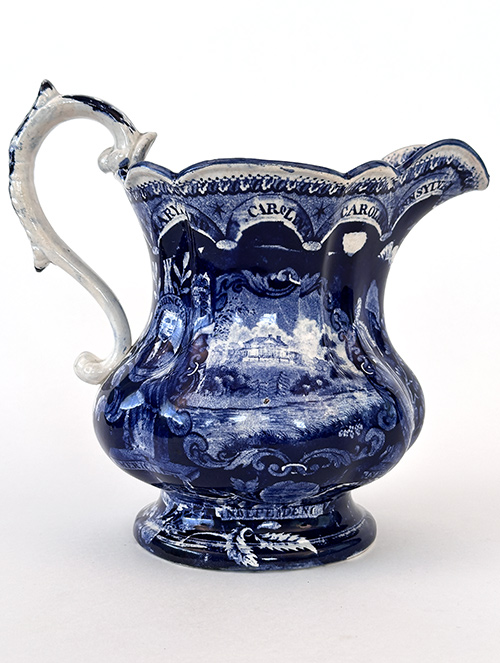 historical staffordshire dark blue transferware cream jug clews states pattern america and independence
