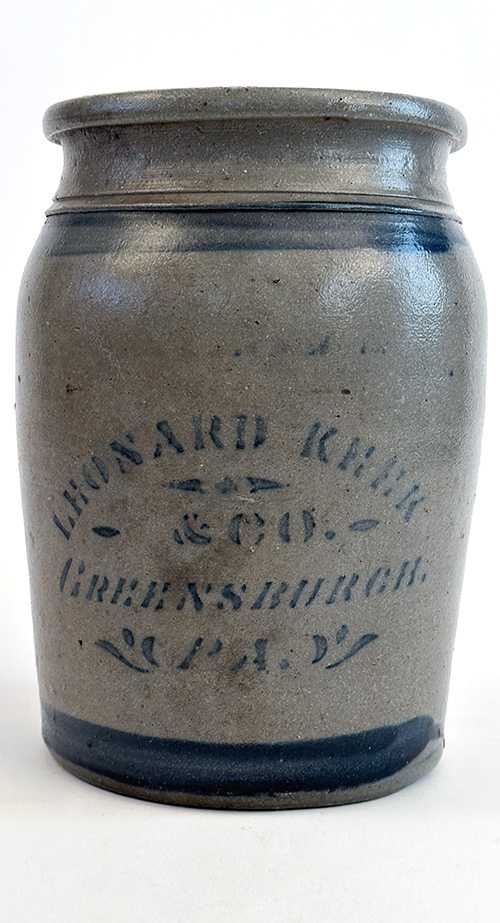 rare merchant crock from greensburgh pennsylvania 1880s