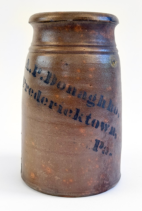 1860s a.p. donaghho fredericktown pennsylvania blue decorated stoneware crock
