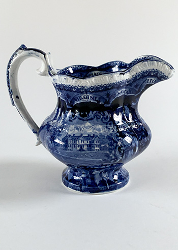 historical staffordshire dark blue transferware cream jug clews states pattern america and independence