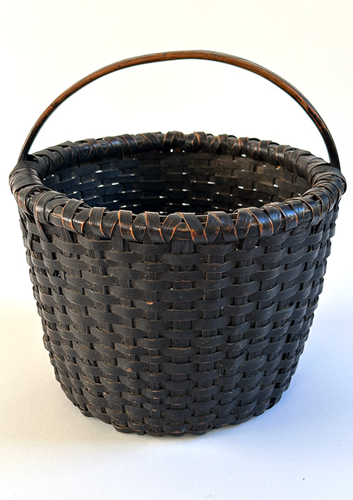 antique childs gathering basket in original windsor black paint