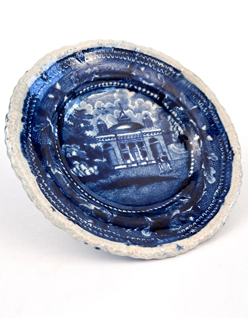 rare scene staughtons church philadelphia historical staffordshire blue and white transferware cup plate
