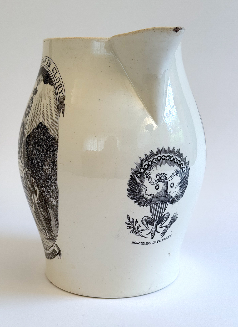washington in glory america in tears herculaneum pottery liverpool creamware jug 