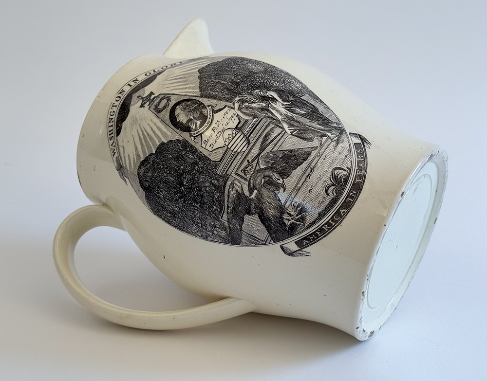 washington in glory america in tears herculaneum pottery liverpool creamware jug 