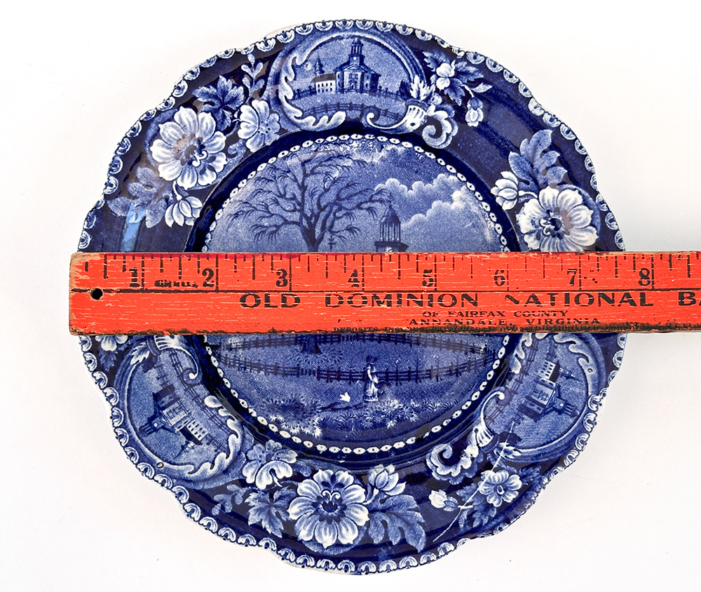 clews winter view of pittsfield mass dark blue historical stafforshire salad plate