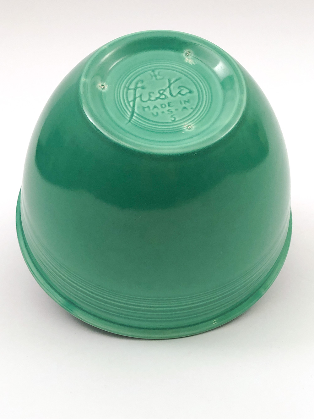 bottom mark Number 5 original green vintage fiesta mixing bowl inside bottom rings