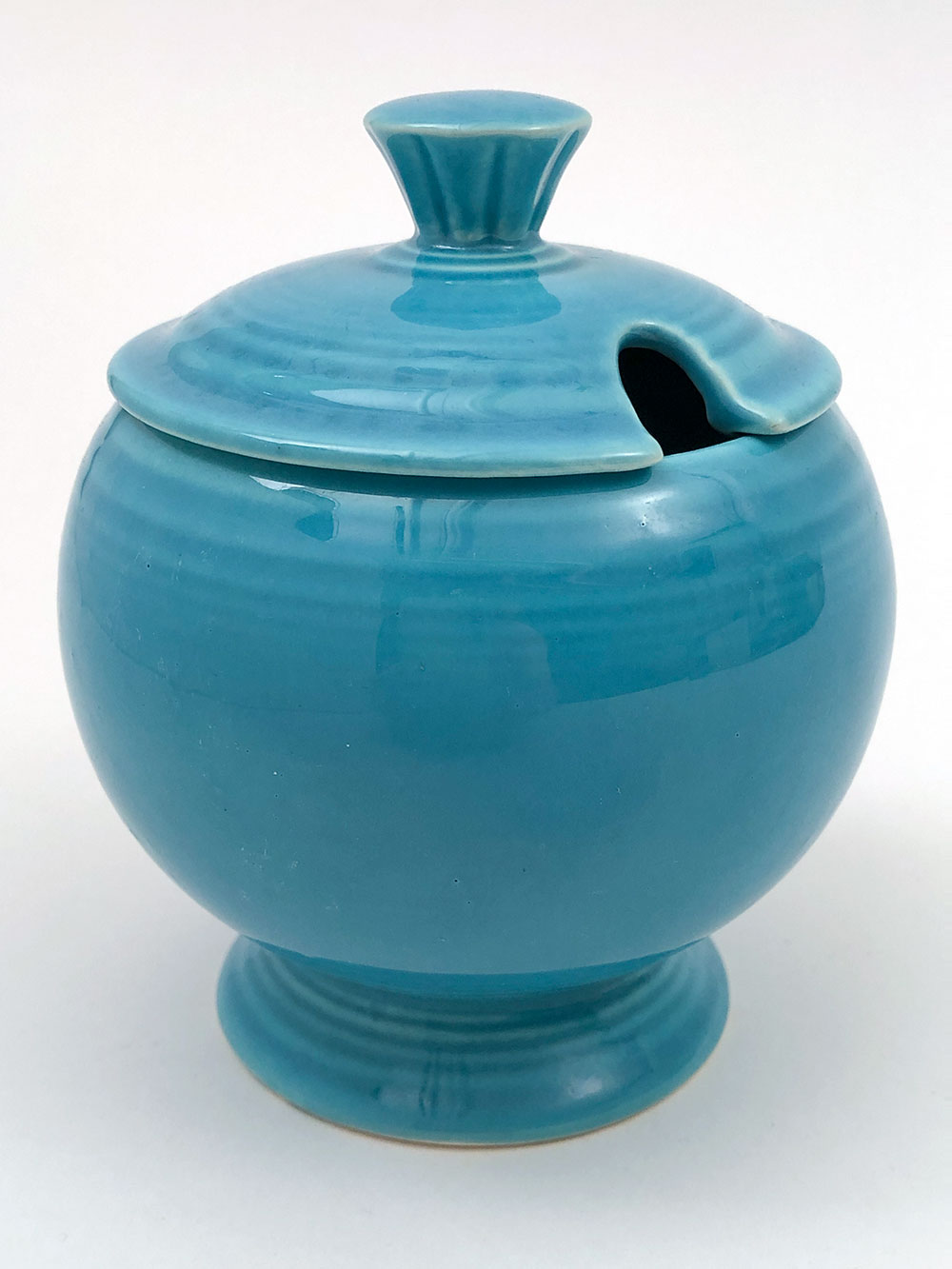 original turquoise vintage fiestaware pottery lidded marmalade jar