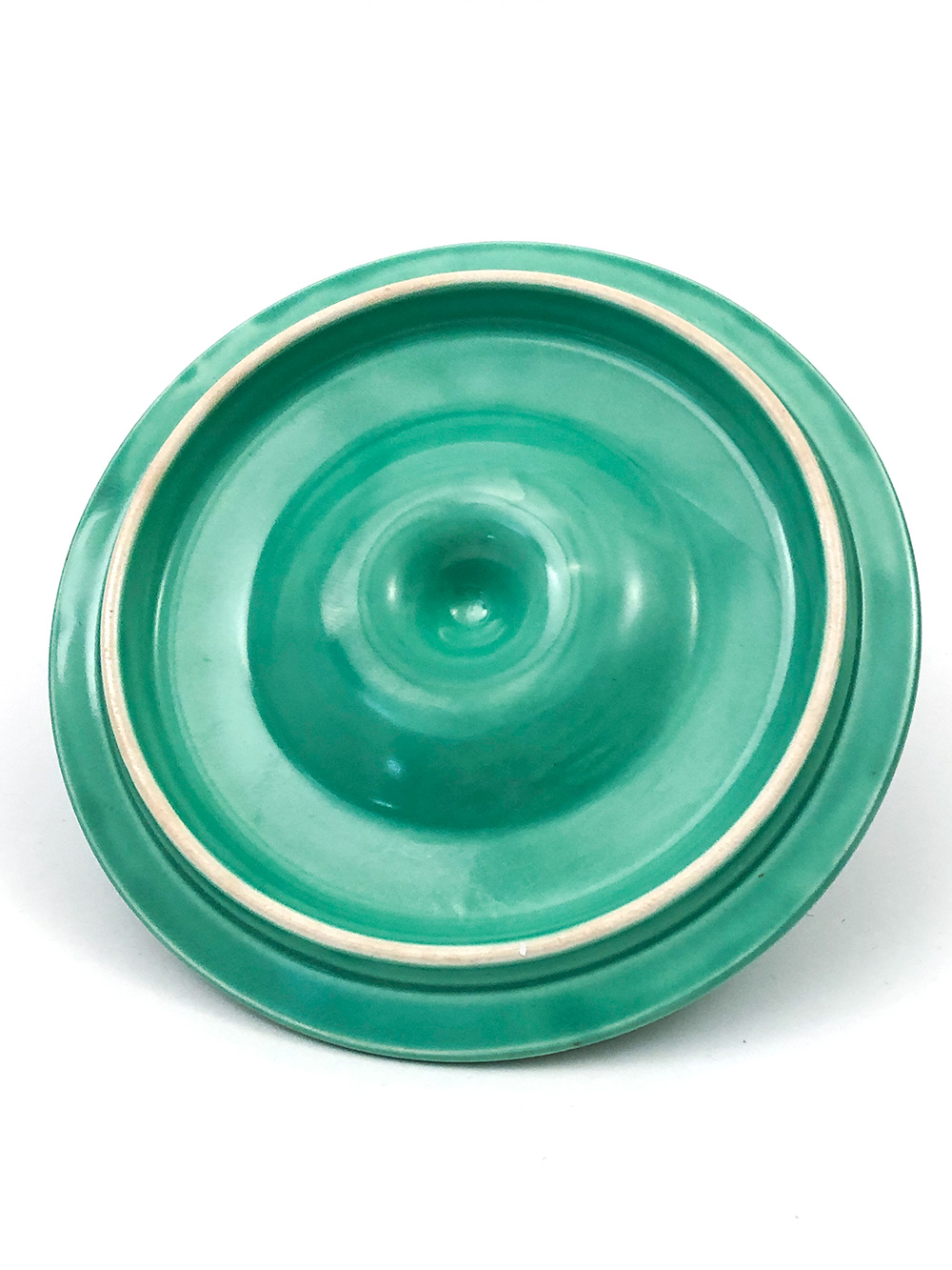 underside vintage fiesta green mixing bowl lid